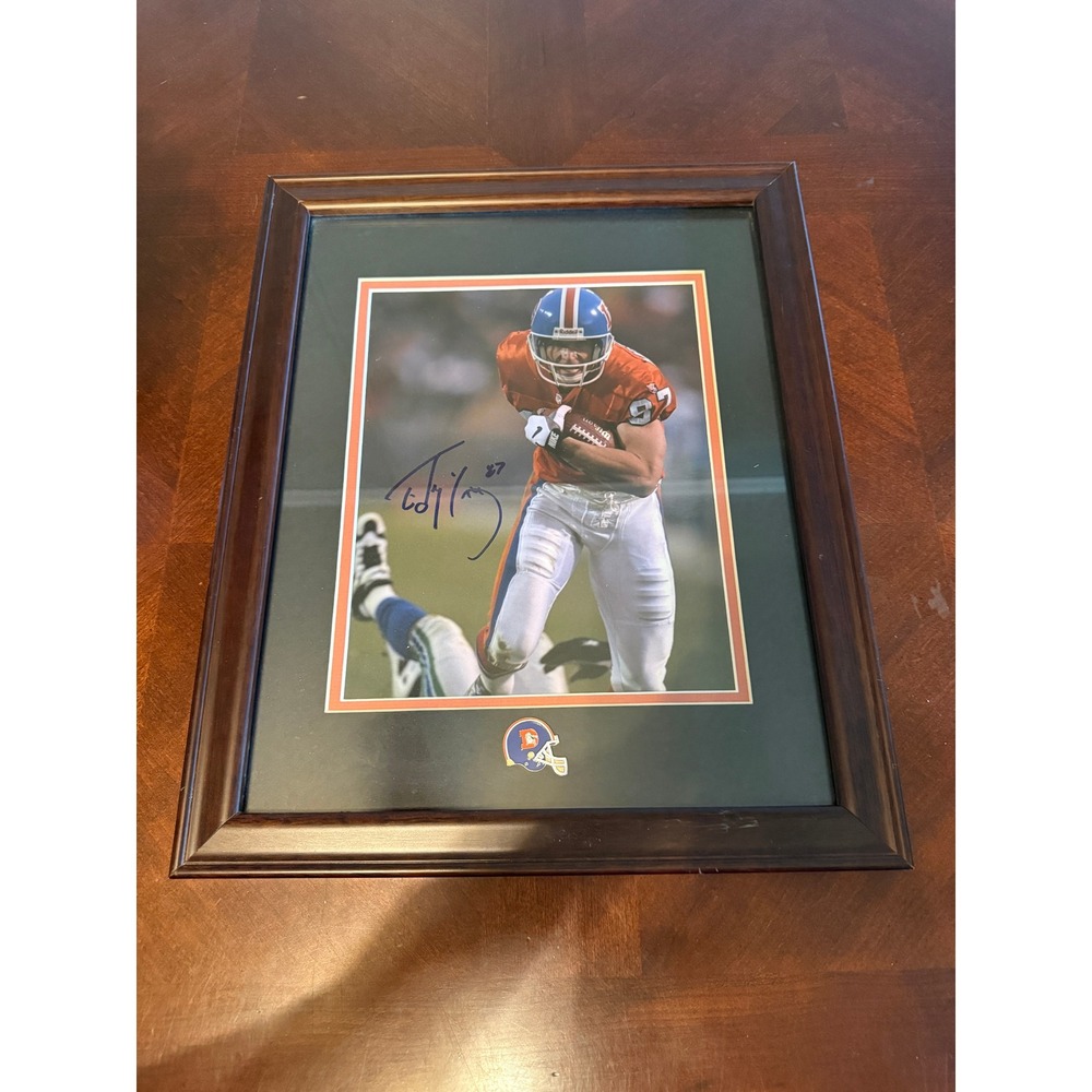 Ed McCaffrey Denver Broncos Autographed Framed Photo Signed 87 NFL Football